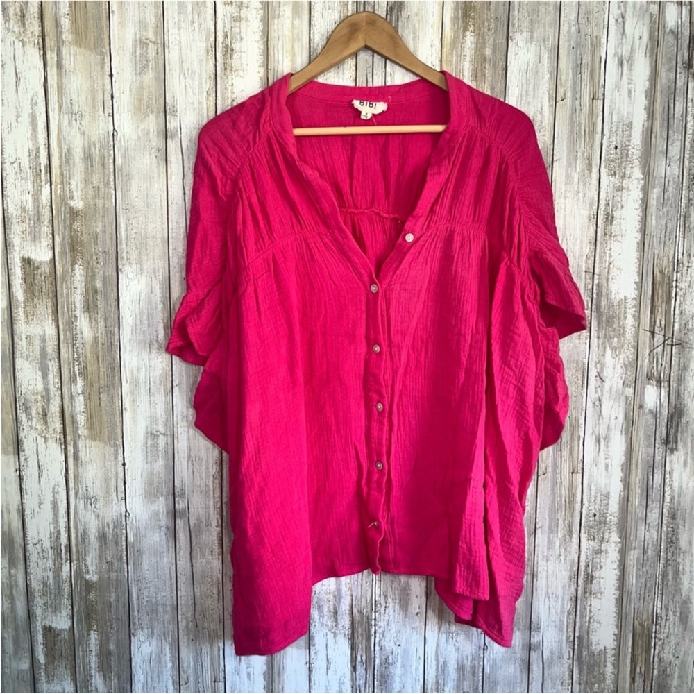 Bibi Pink Oversized Button Blouse - Picture 1 of 5